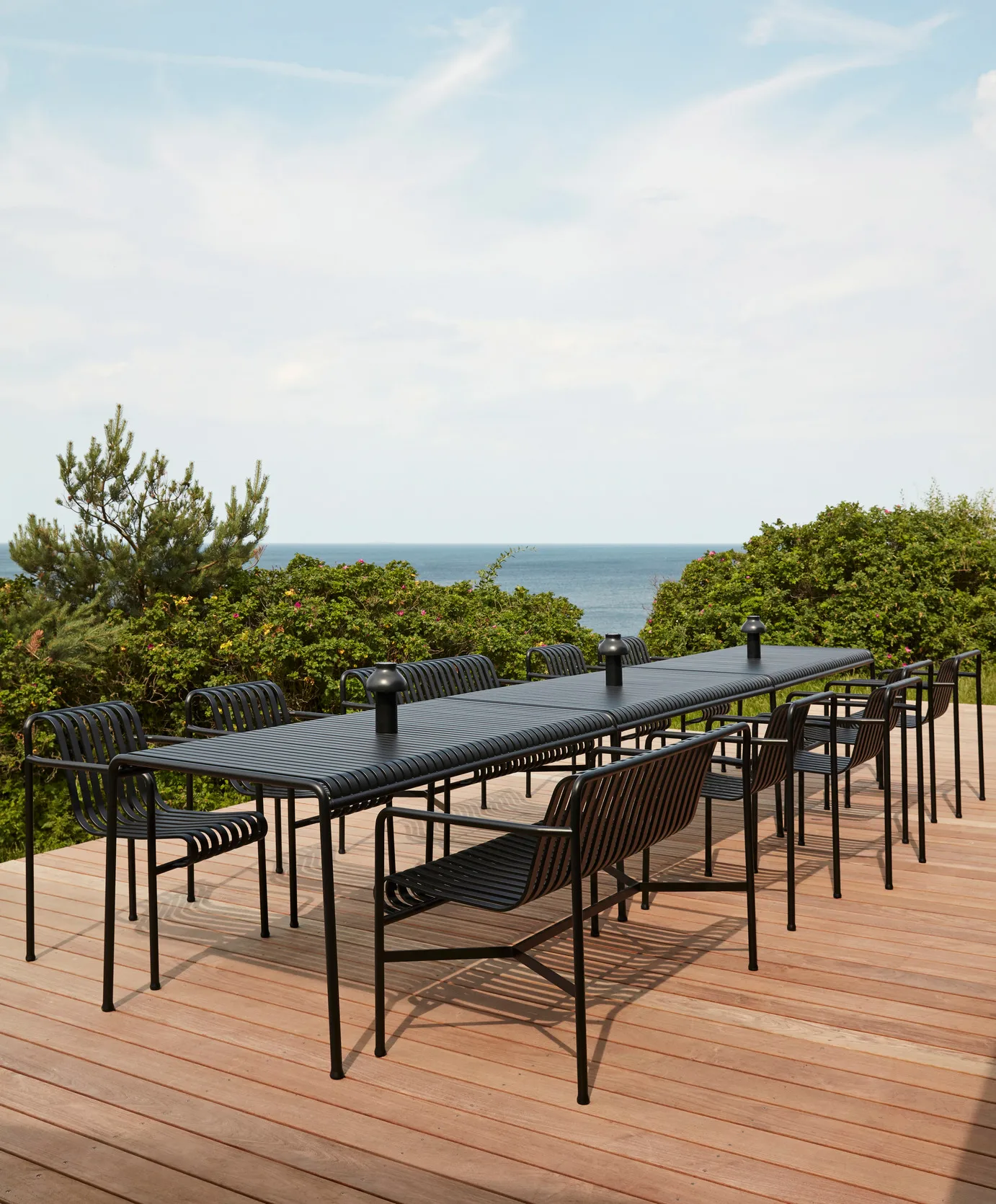 Palissade spisegruppe 2 Dining armstol + bænk 170x90 cm anthracite,  HAY