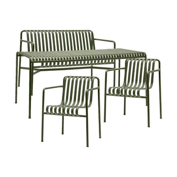 Palissade spisegruppe 2 Dining armstol + bænk 170x90 cm olive - HAY