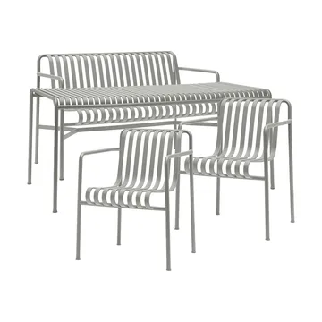 Palissade spisegruppe 2 Dining armstol + bænk 170x90 cm sky grey - HAY