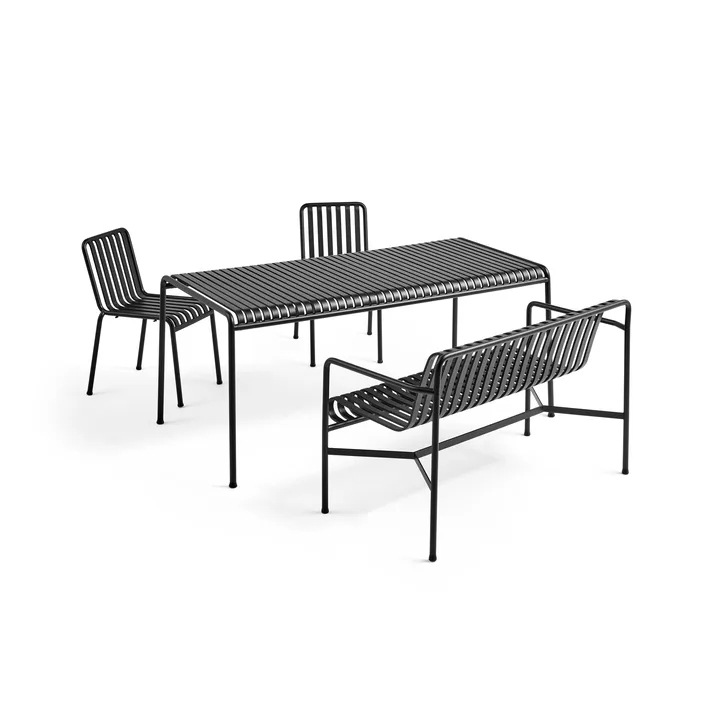 Palissade spisegruppe 2 stole + bænk 170x90 cm - Anthracite - HAY