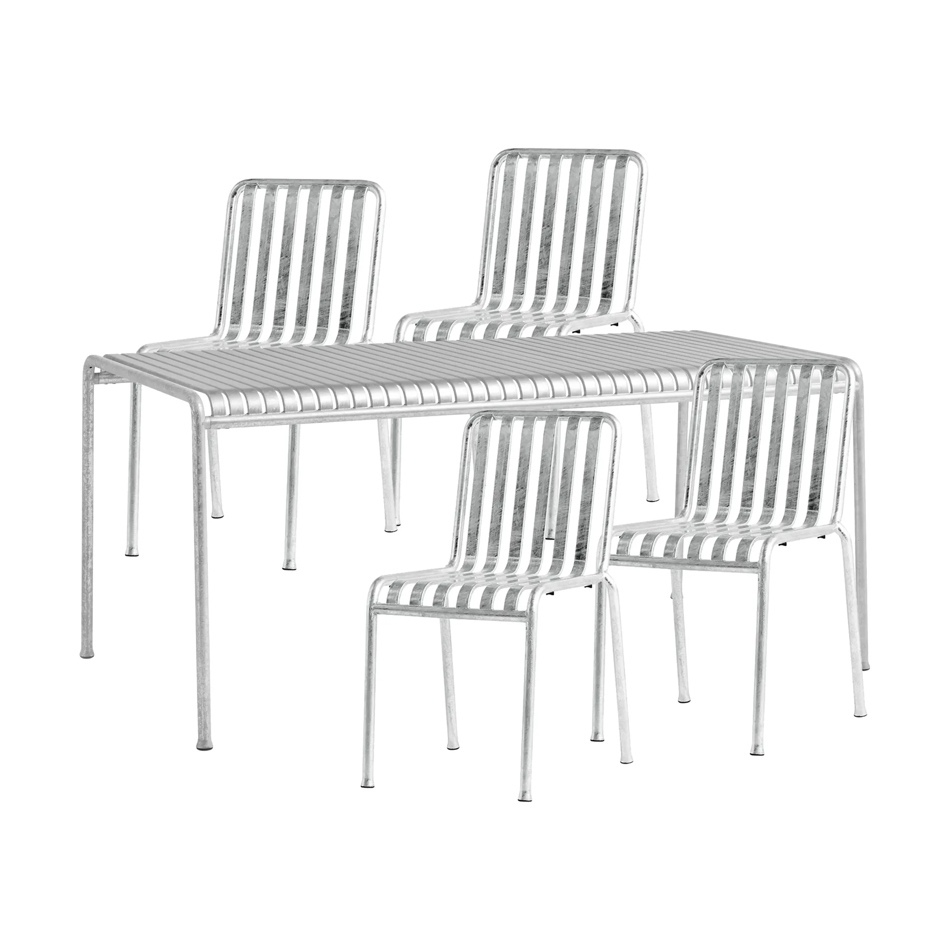 Palissade spisegruppe 4 stole 170x90 cm galvaniseret,  HAY