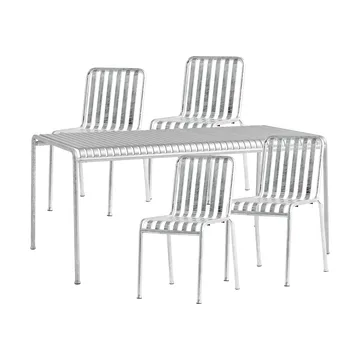 Palissade spisegruppe 4 stole 170x90 cm galvaniseret - HAY