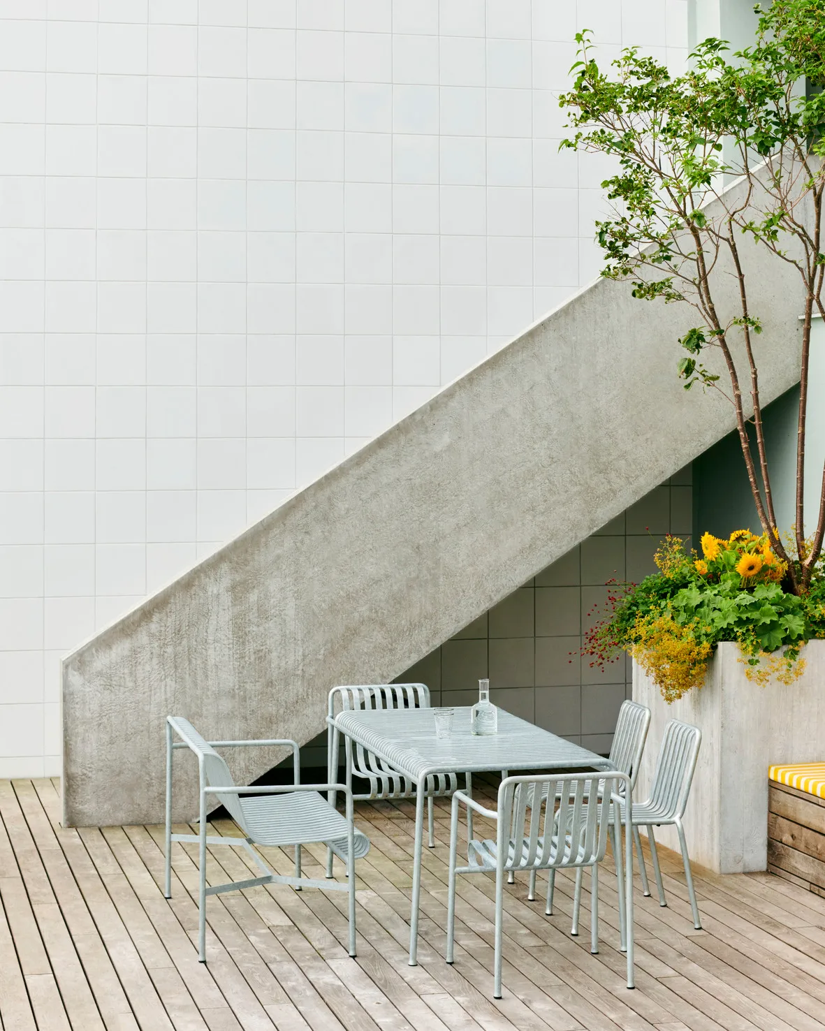 Palissade spisegruppe 4 stole 170x90 cm galvaniseret HAY