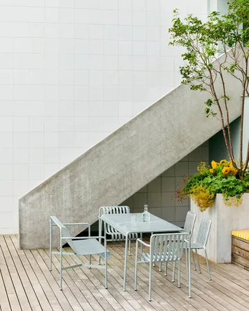 Palissade spisegruppe 4 stole 170x90 cm galvaniseret - HAY