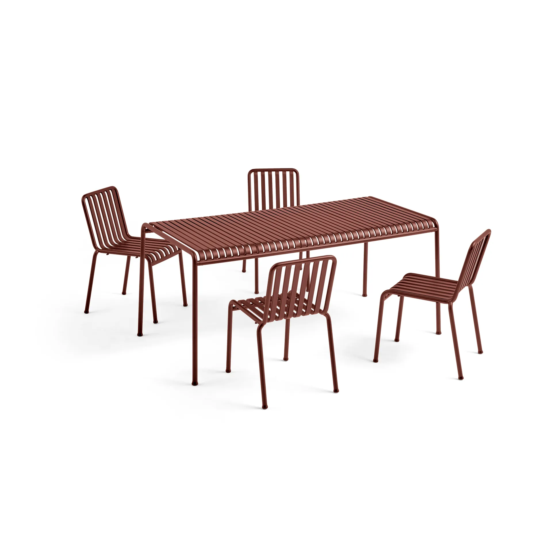 Palissade spisegruppe 4 stole 170x90 cm - Iron red,  HAY