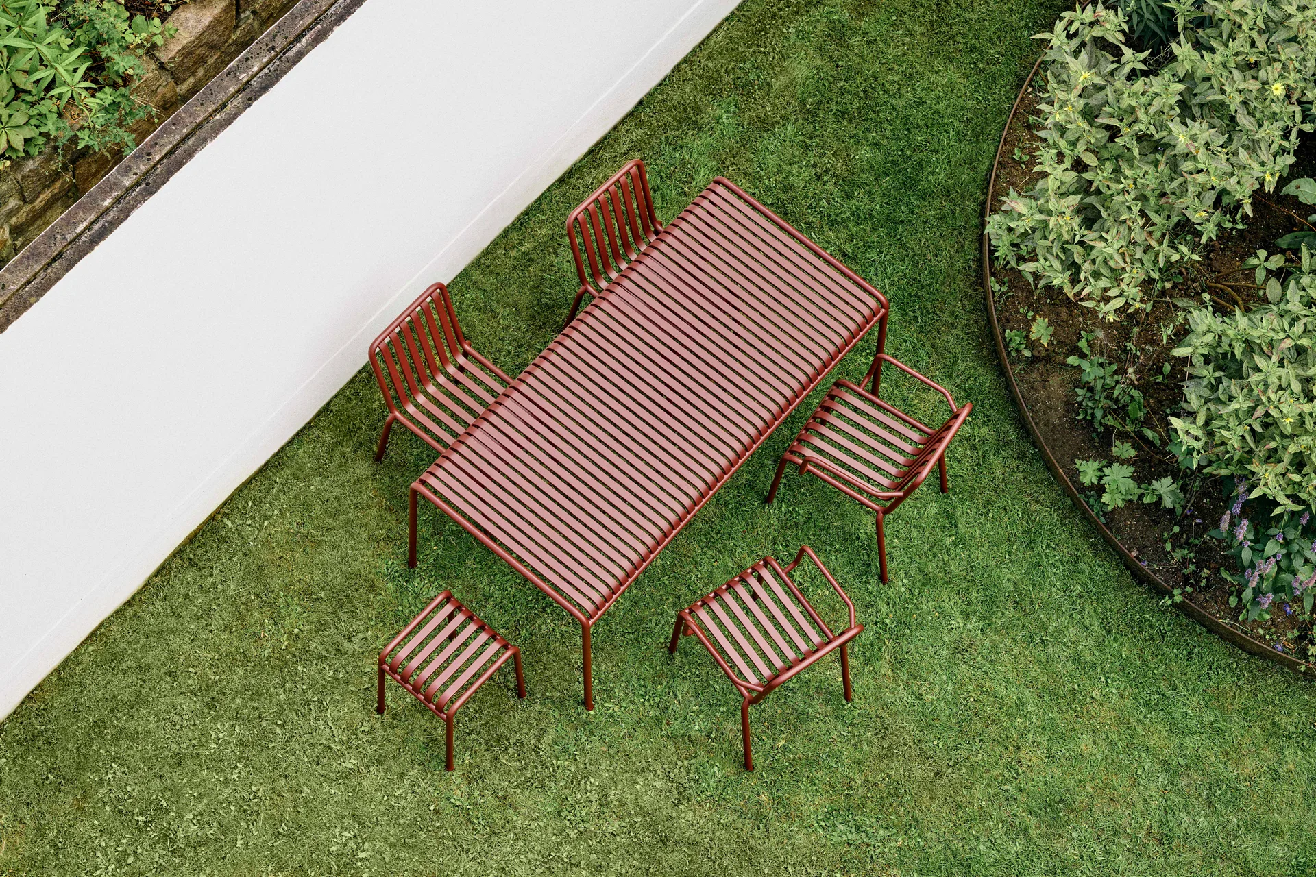 Palissade spisegruppe 4 stole 170x90 cm - Iron red,  HAY