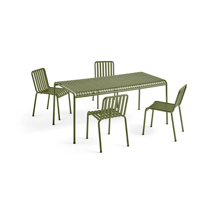 Palissade spisegruppe 4 stole 170x90 cm - Olive - HAY