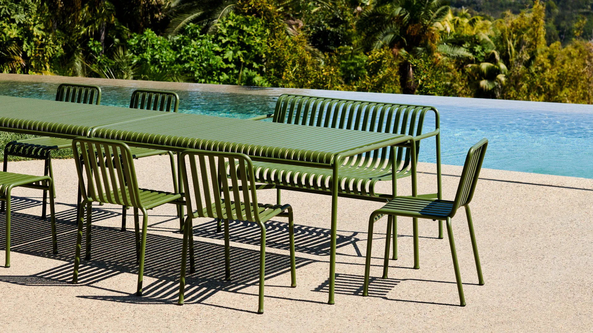 Palissade spisegruppe 4 stole 170x90 cm - Olive,  HAY