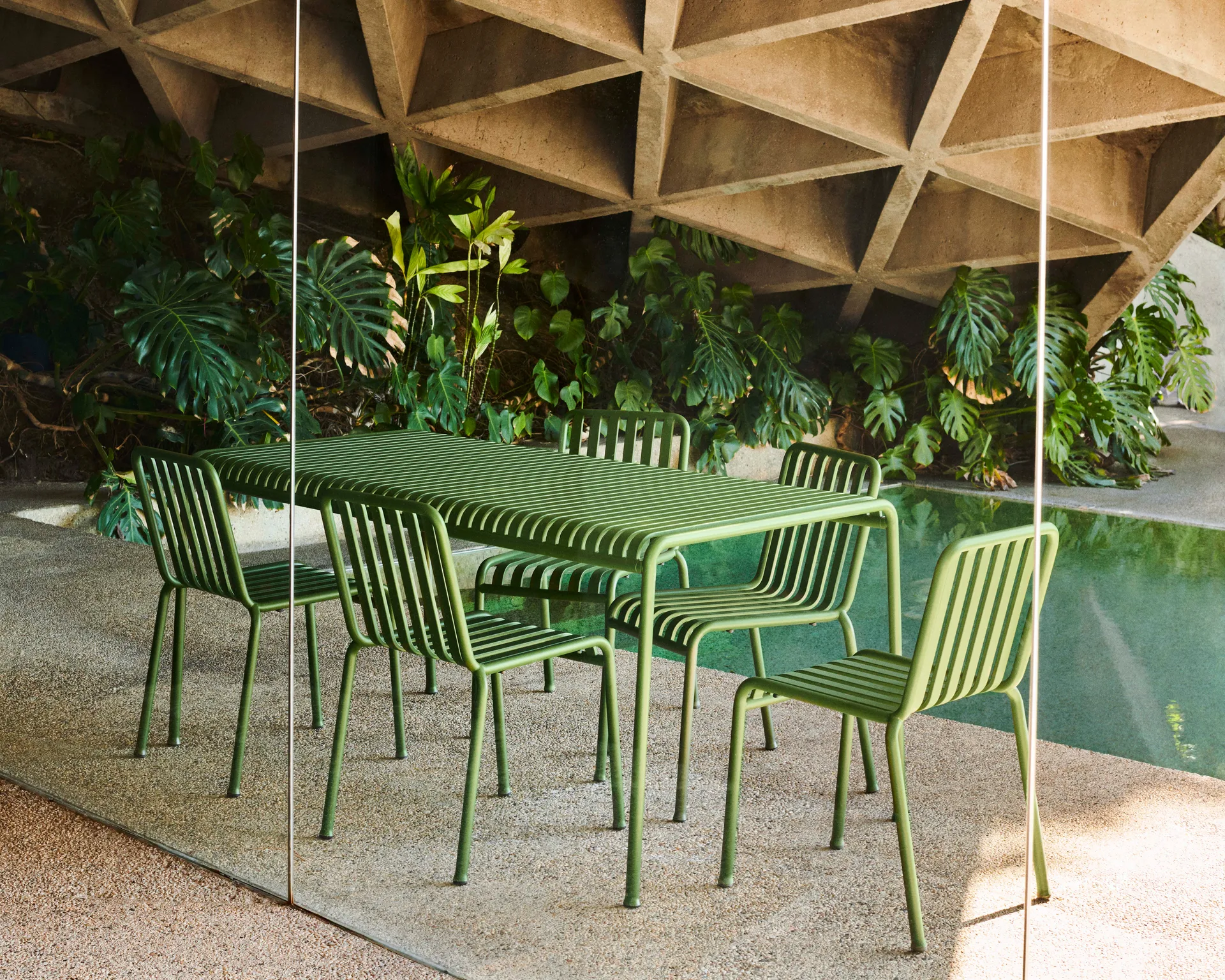 Palissade spisegruppe 4 stole 170x90 cm - Olive HAY