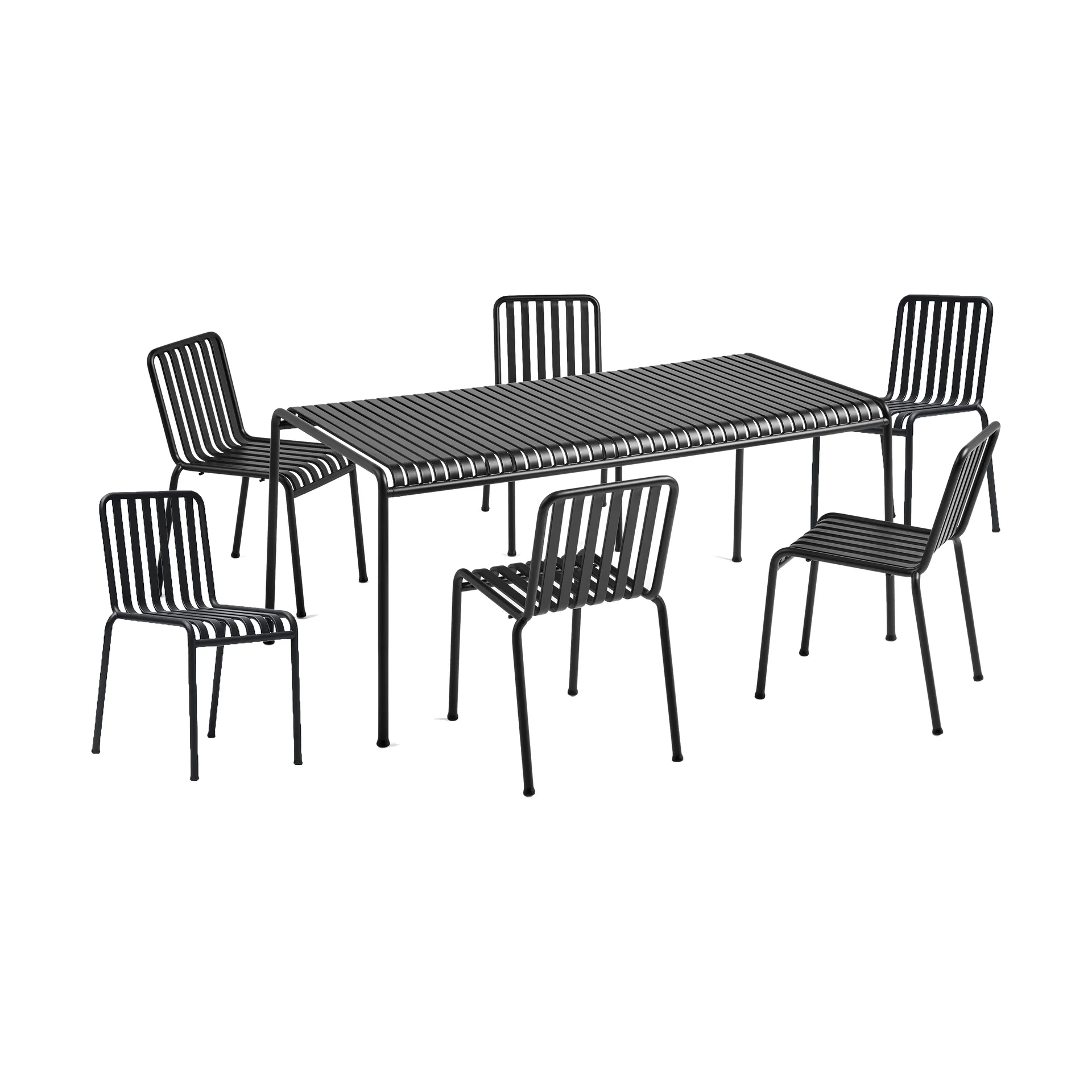 Palissade spisegruppe 6 stole 170x90 cm anthracite,  HAY