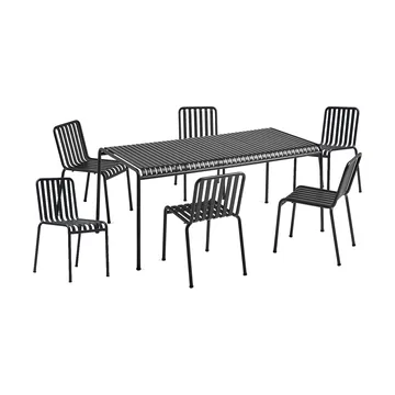 Palissade spisegruppe 6 stole 170x90 cm anthracite - HAY