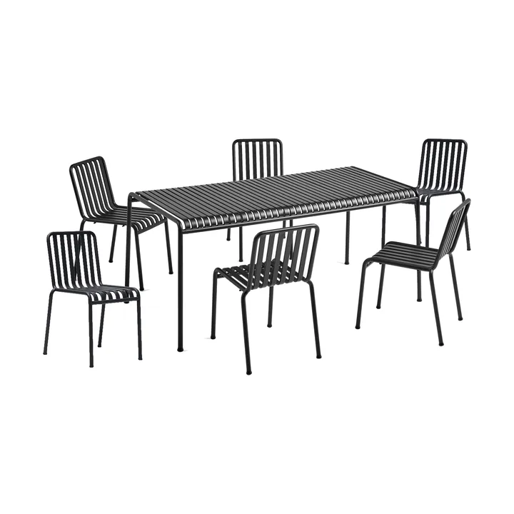 Palissade spisegruppe 6 stole 170x90 cm anthracite - HAY
