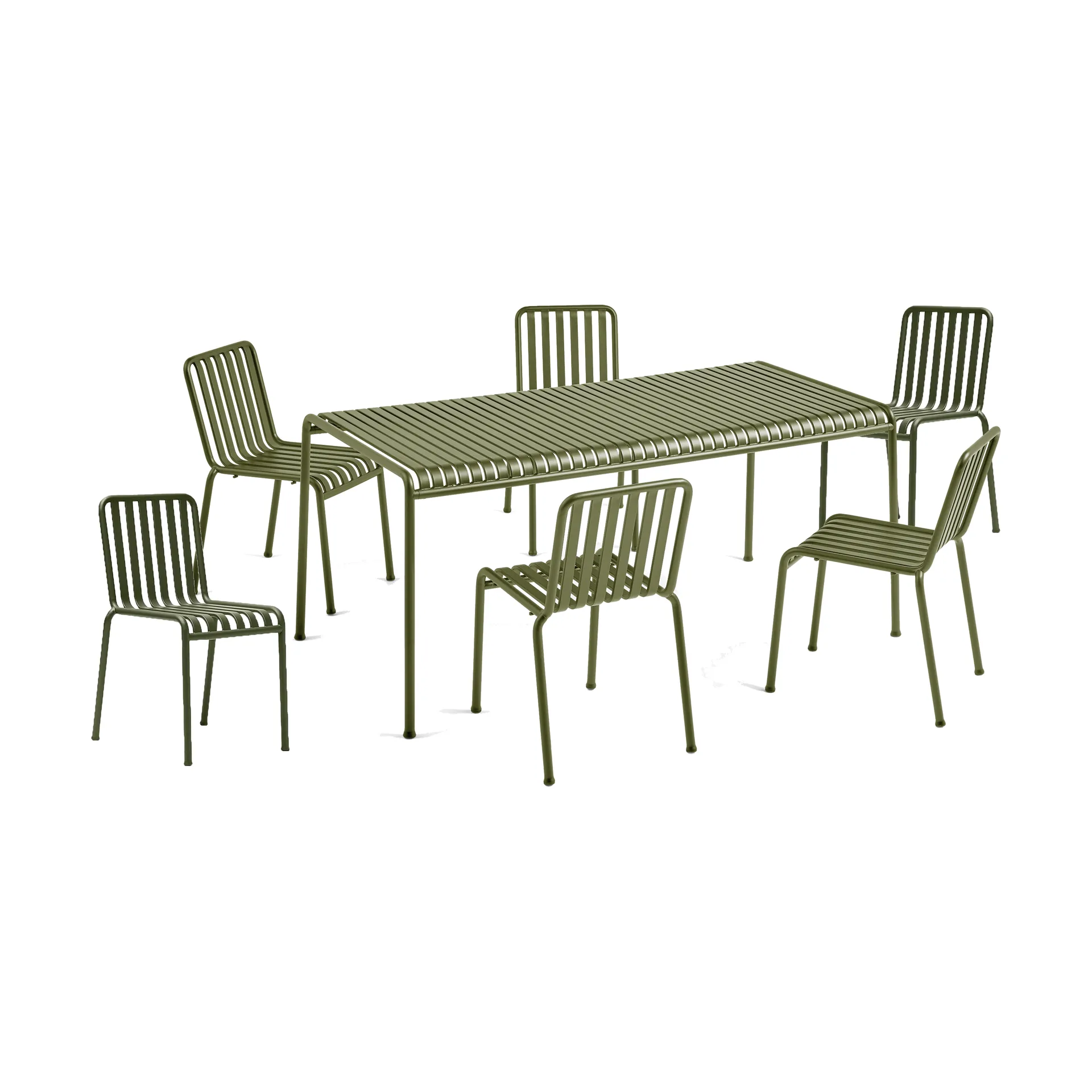 Palissade spisegruppe 6 stole 170x90 cm olive,  HAY