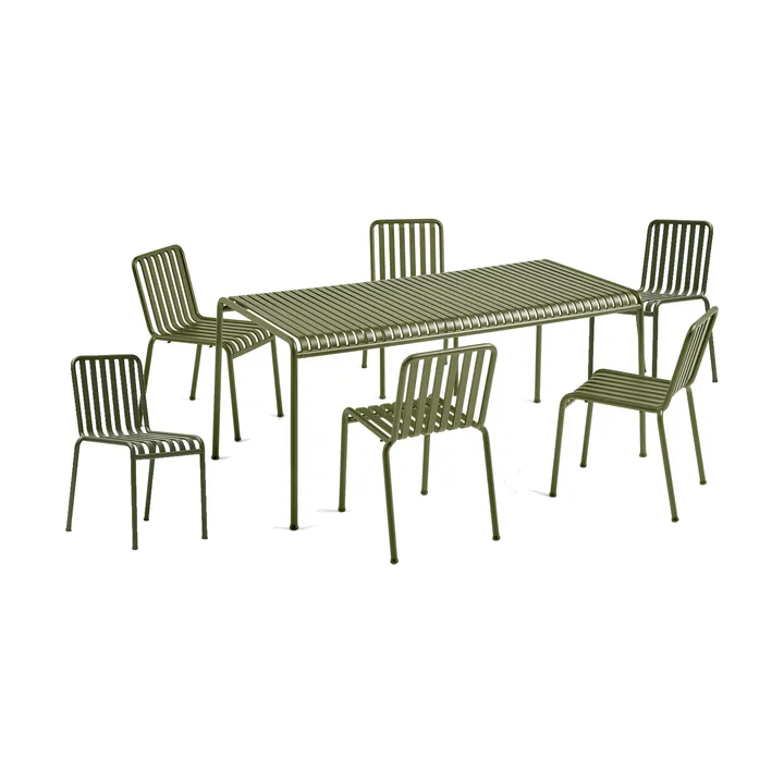 Palissade spisegruppe 6 stole 170x90 cm olive - HAY