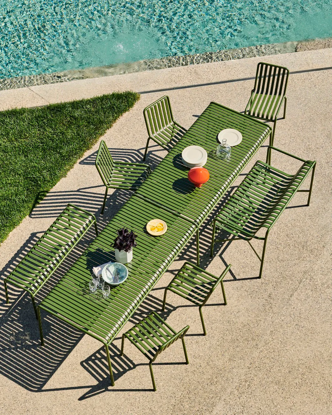 Palissade spisegruppe 6 stole 170x90 cm olive,  HAY