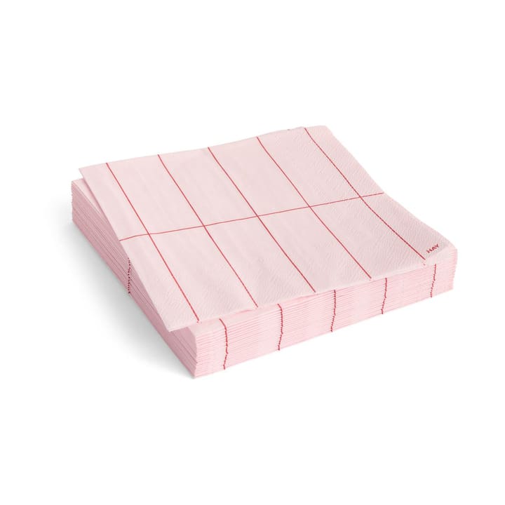 Pattern Lunch serviet 33x33 cm 20-pak - Light pink-red grid - HAY