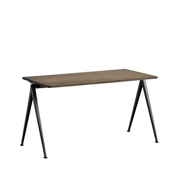Pyramid 01 skrivebord - oak smoked, 140×65 cm, sort stålstel - HAY