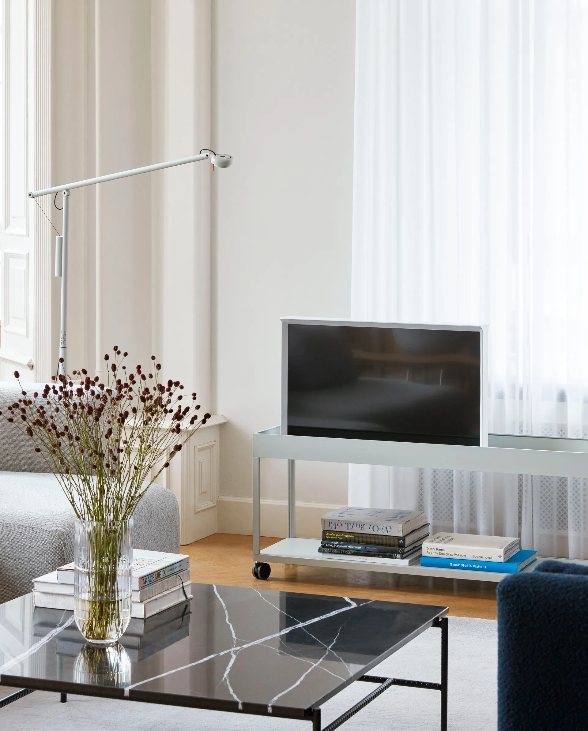 Rebar sofabord 100x104x33 cm, Sort marmor-sort stel HAY