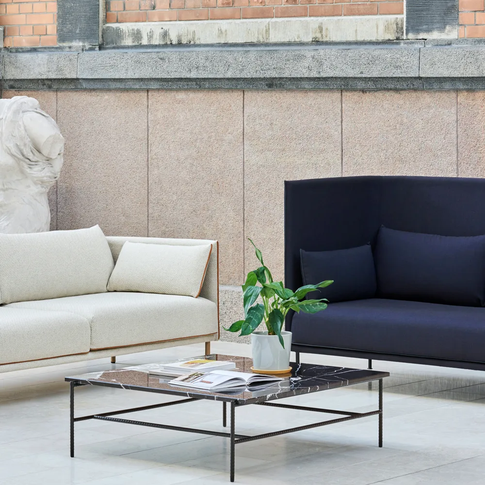 Rebar sofabord 100x104x33 cm, Sort marmor-sort stel HAY