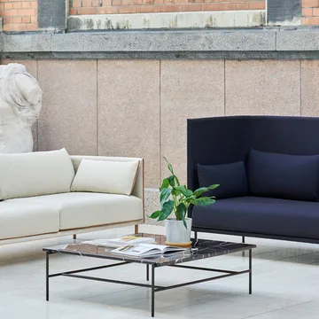 Rebar sofabord 100x104x33 cm - Sort marmor-sort stel - HAY