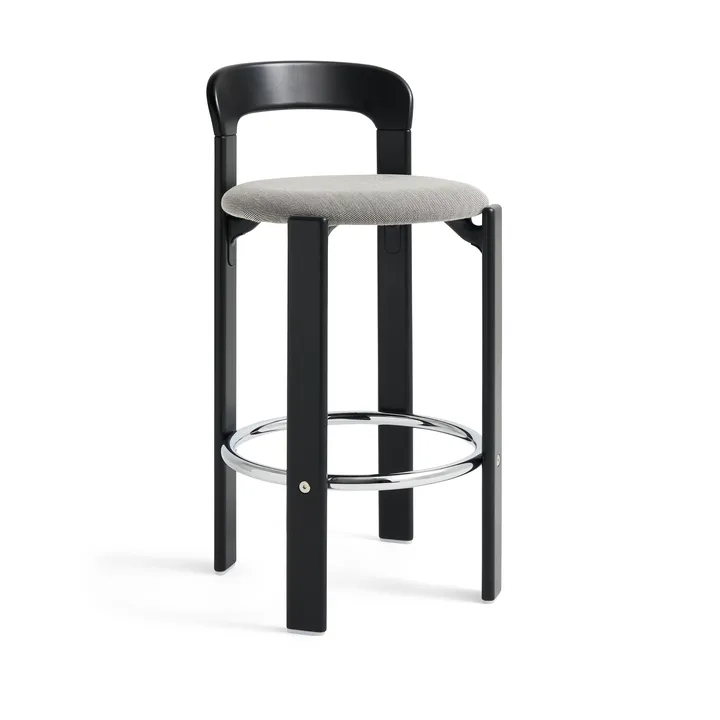 Rey Low polstret barstol - Steelcut trio 124 deep black - HAY