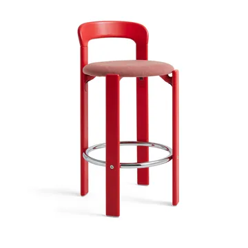 Rey Low polstret barstol - Steelcut trio 376 scarlet red - HAY