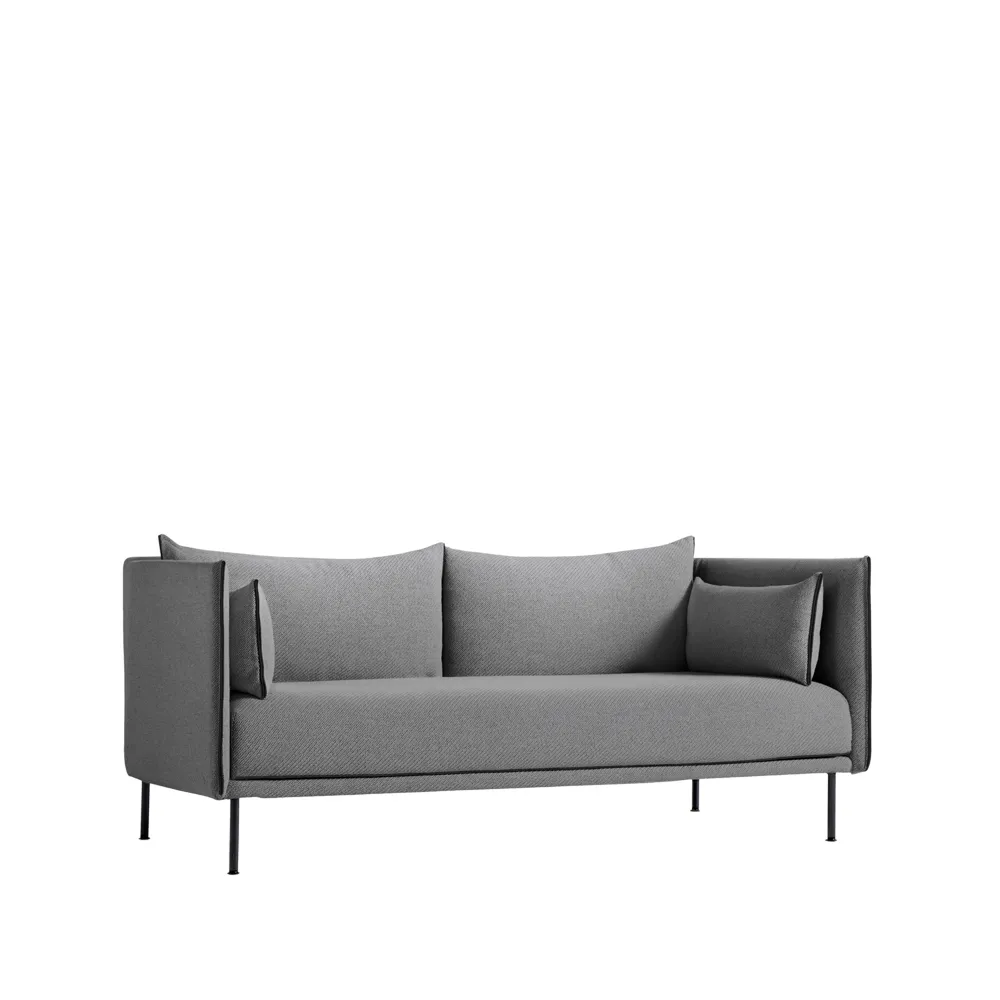 Silhouette 2-personers sofa, Coda 182 grå-sorte metalben HAY