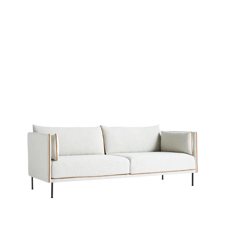Silhouette 3-personers sofa - Beige-cognac piping-sort metalben - HAY