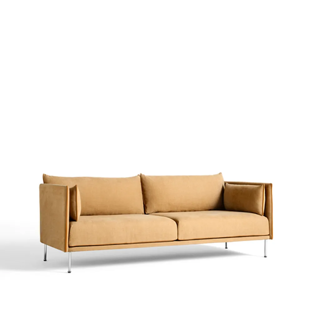 Silhouette 3-personers sofa, Linara 142 cognac-kromben HAY