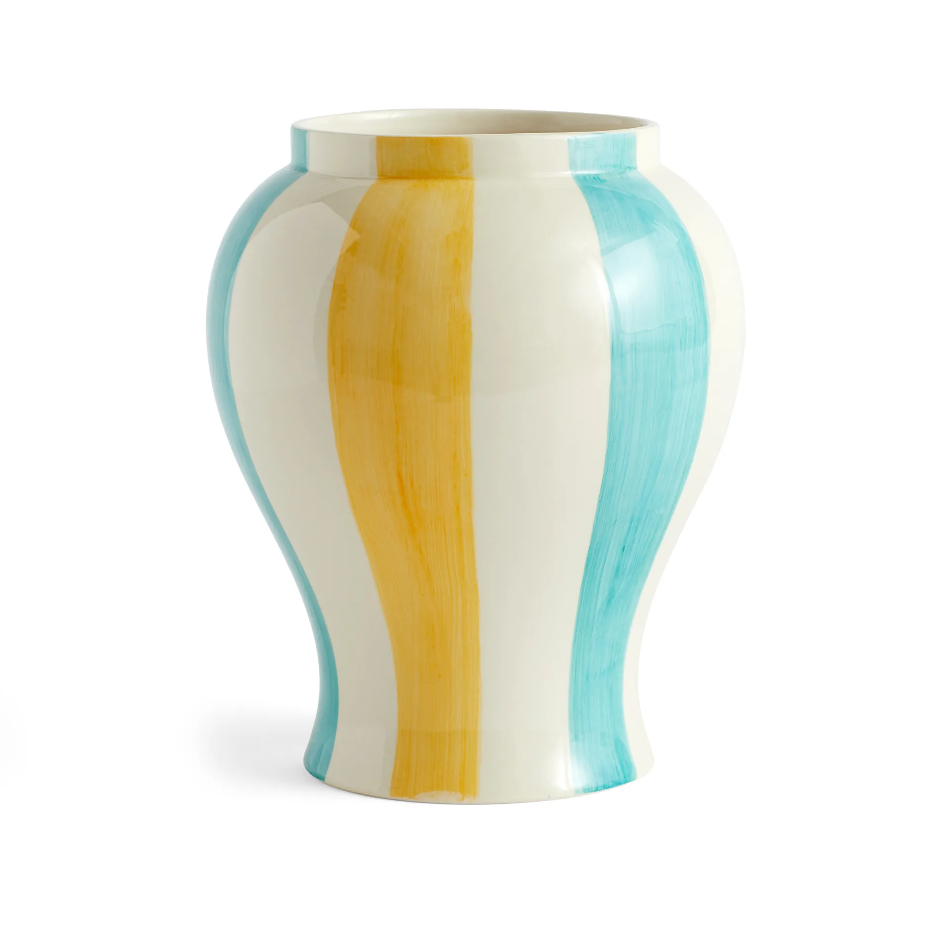 Sobremesa stripe vase L 25 cm, Green/Yellow HAY