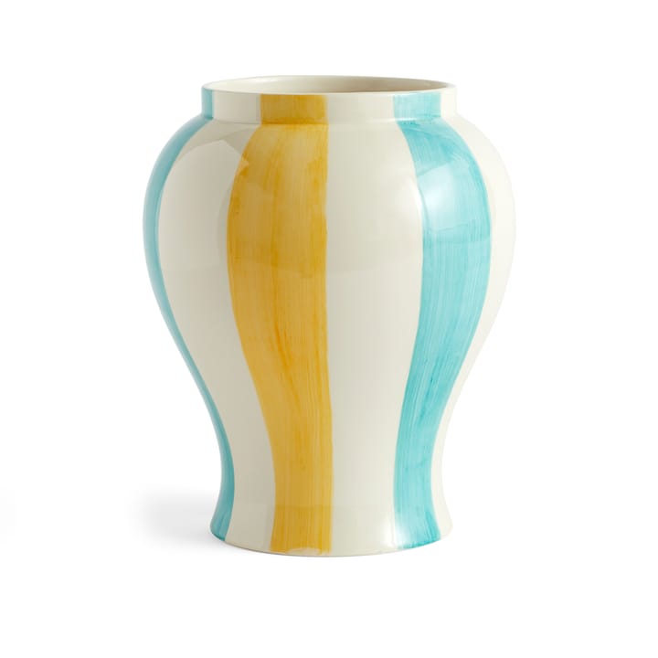 Sobremesa stripe vase L 25 cm - Green/Yellow - HAY