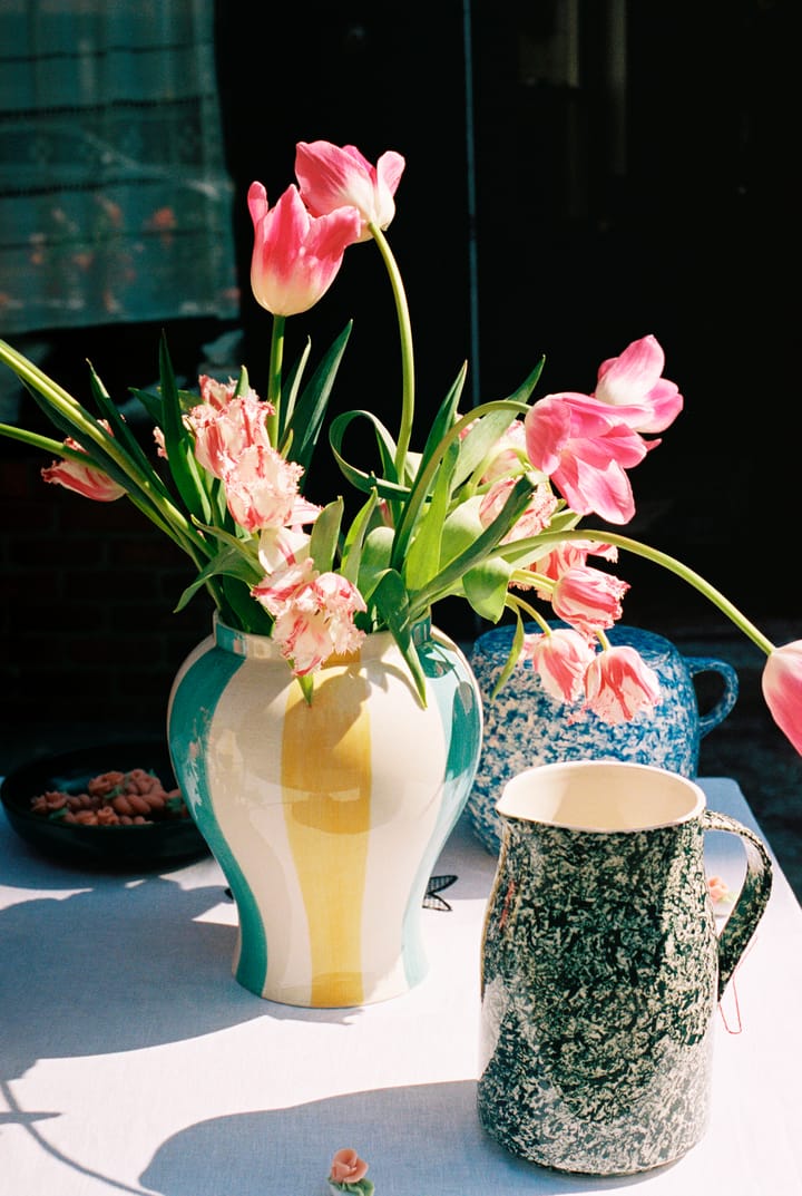 Sobremesa stripe vase L 25 cm, Green/Yellow HAY