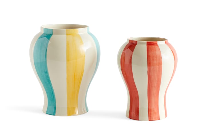 Sobremesa stripe vase L 25 cm, Green/Yellow HAY