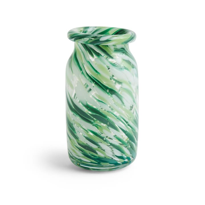 Splash Roll Neck vase S 20,5 cm - Green swirl - HAY