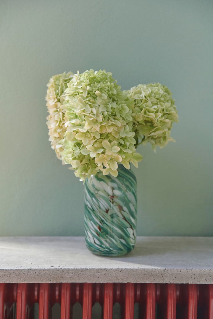 Splash Roll Neck vase S 20,5 cm - Green swirl - HAY