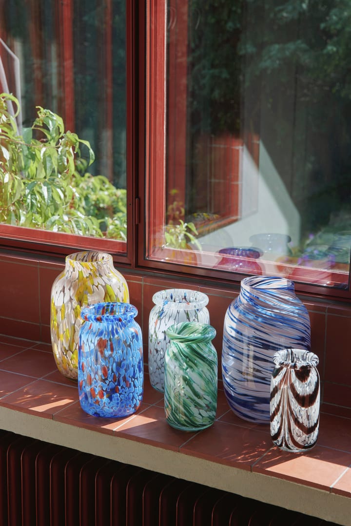 Splash Roll Neck vase S 20,5 cm, Green swirl HAY