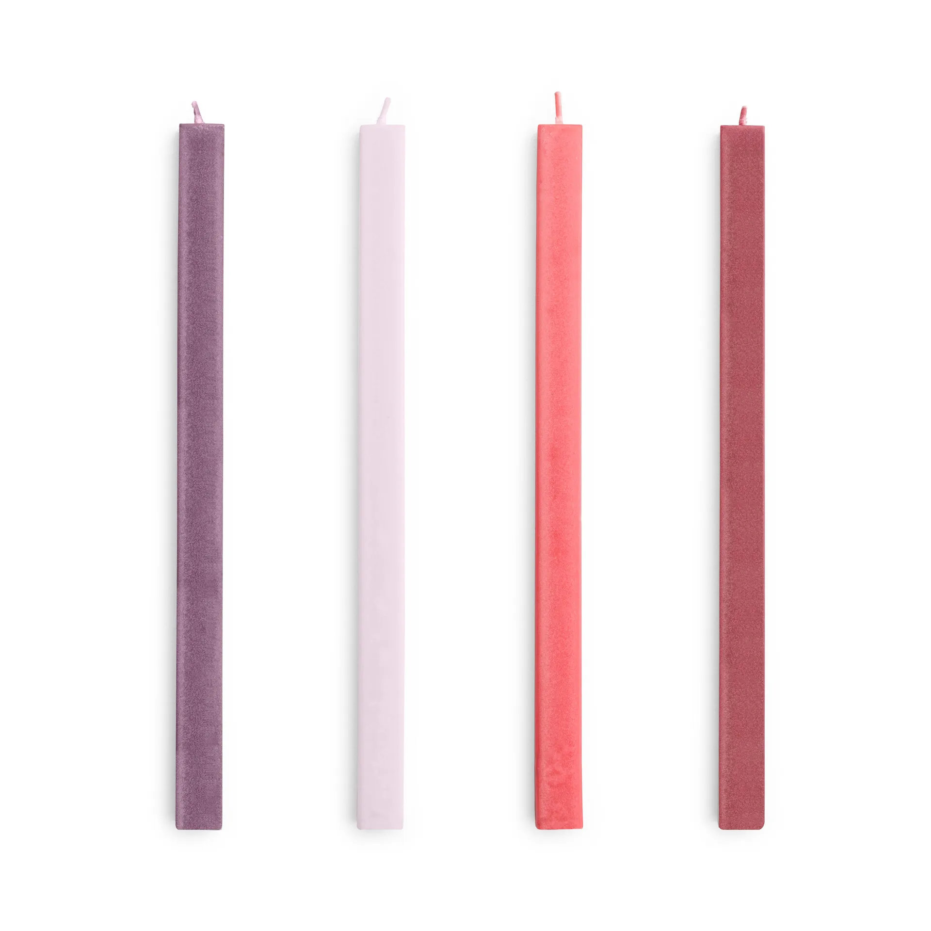 Square Candle lys mix 4-pak, Reds-bordeaux HAY