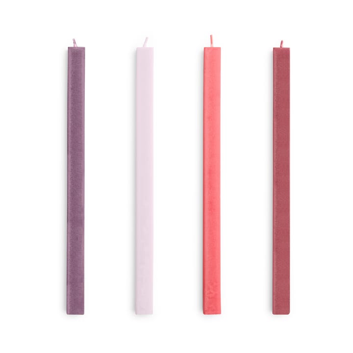 Square Candle lys mix 4-pak - Reds-bordeaux - HAY