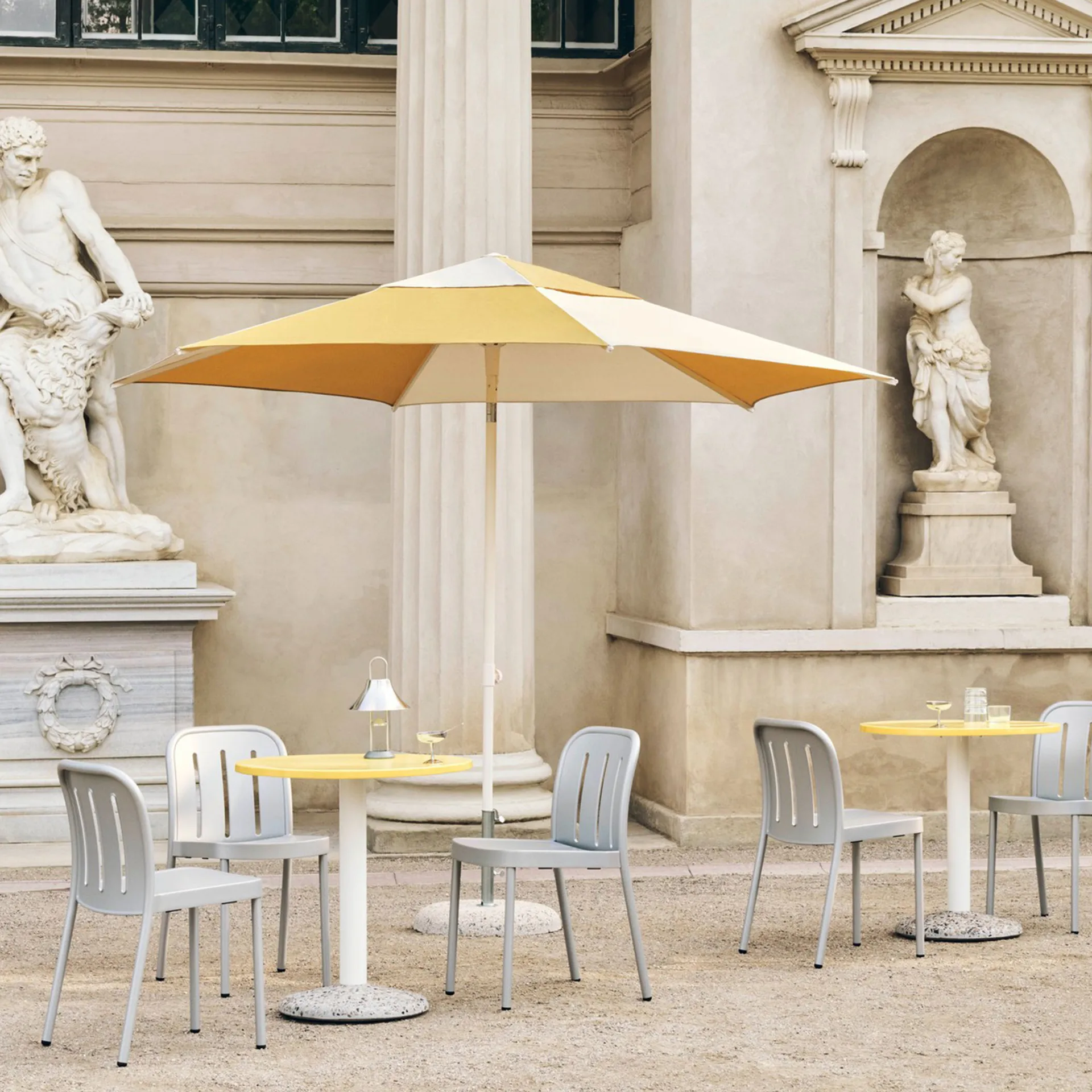 Terrazza Hexagon parasol, Off white-ochre HAY
