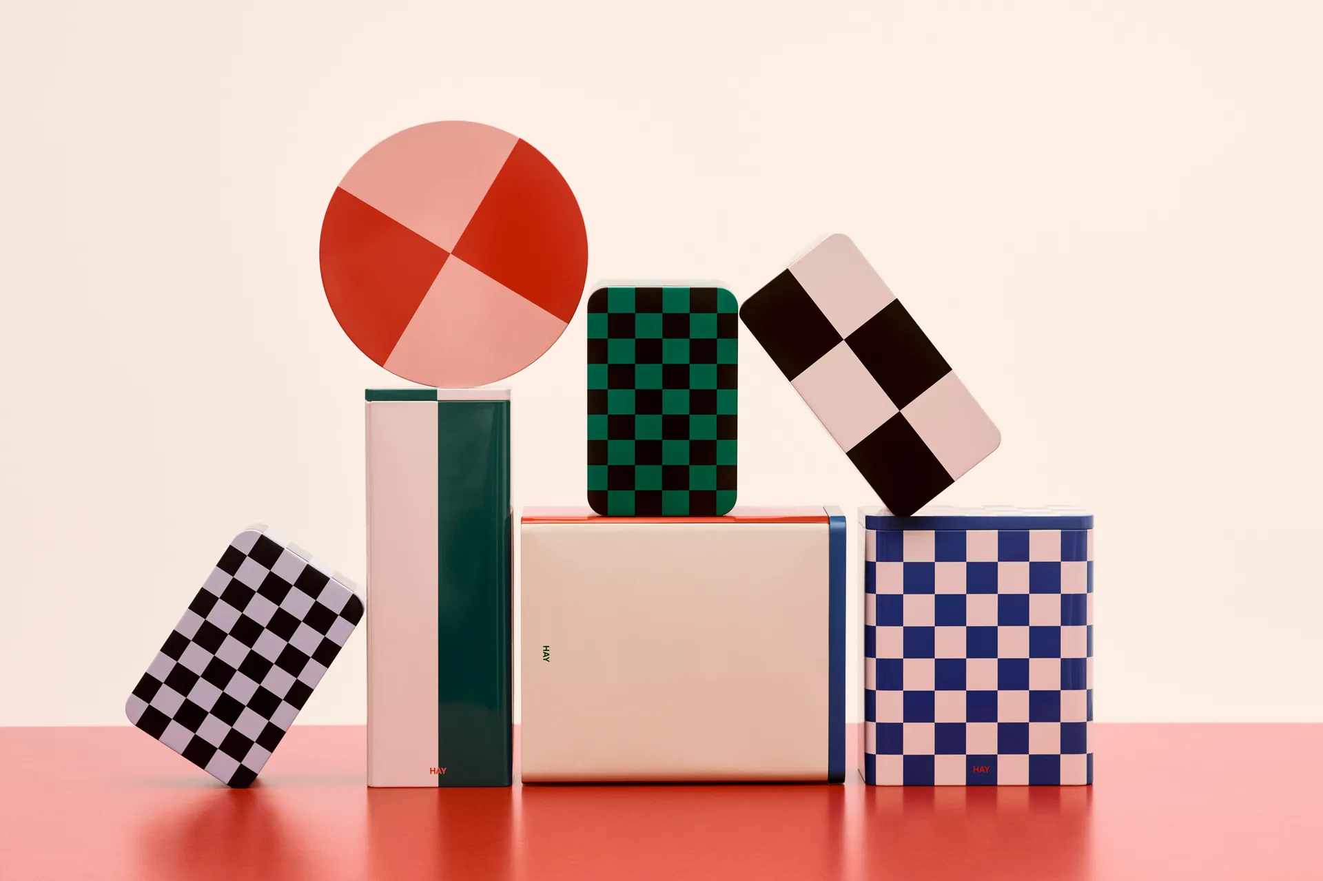 Tin Container opbevaringskrukke x-large, Off white-blue-red HAY