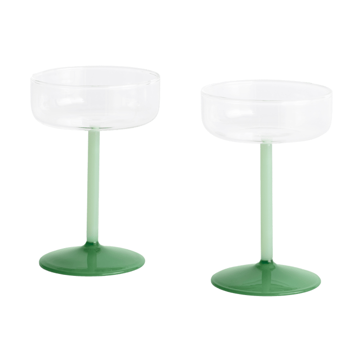 Tint coupe glas 20 cl 2-pak - Clear-jade light green-jade dark green - HAY