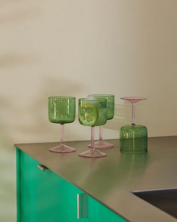 Tint vinglas 25 cl 2-pak - Grøn/Lyserød - HAY