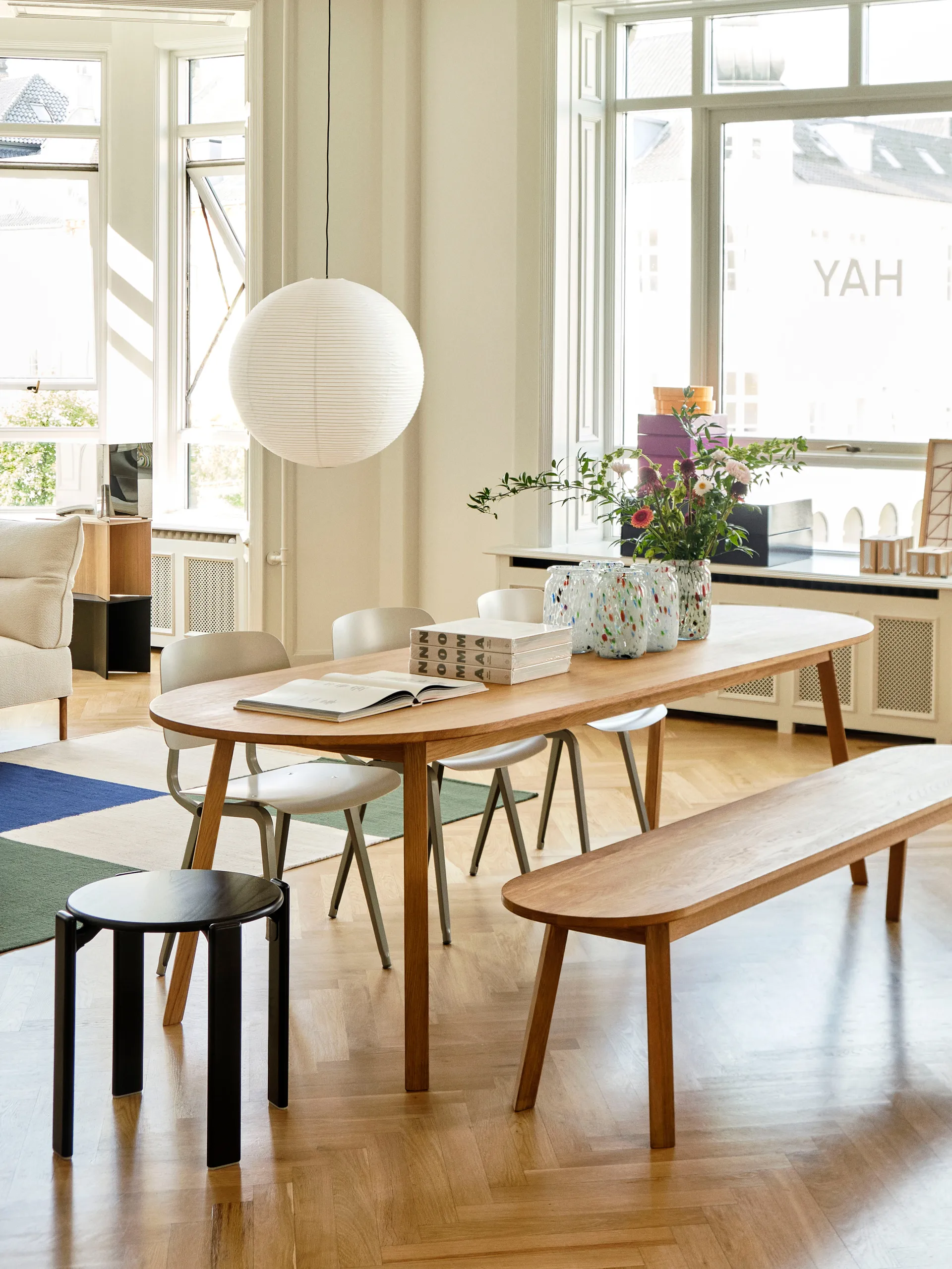 Triangle Leg bænk, water-based lacquered oak, 150 cm HAY