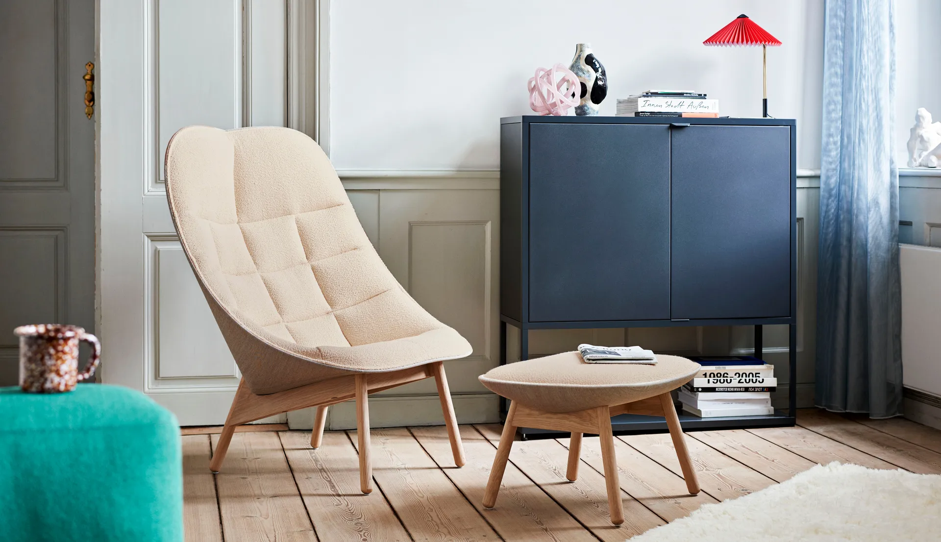 Uchiwa fodskammel, Cream A5-eg-Canvas 244 HAY