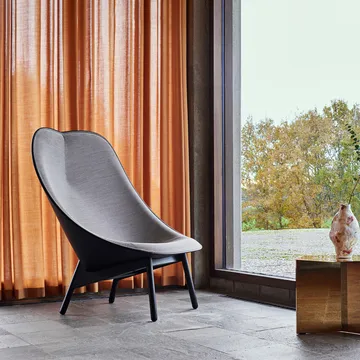 Uchiwa loungestol - Black/white-sort eg-sort læder - HAY