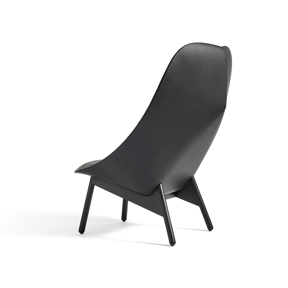 Uchiwa Quilt loungestol, 307-201 grey-sort eg-sort læder HAY