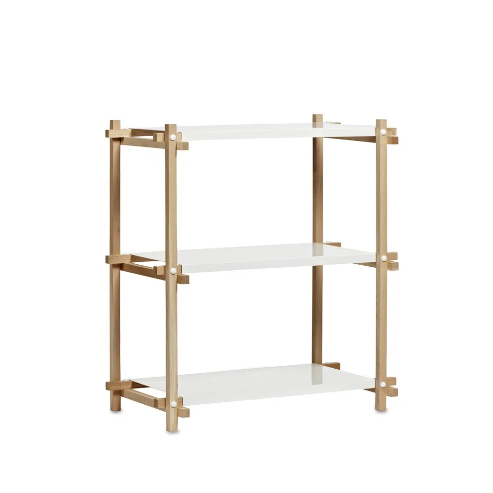 Woody Column hylde, Oak-white lacquered shelf, low HAY