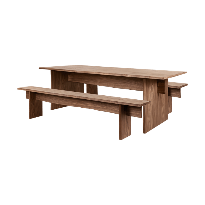 Bookmatch spisebord med bænke 220 cm - Valnød - Hem