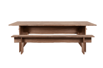 Bookmatch spisebord med bænke 220 cm - Valnød - Hem