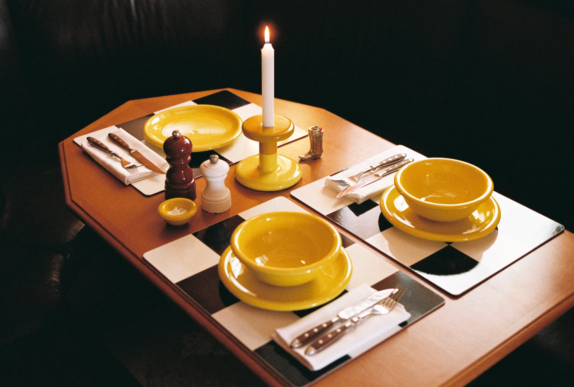 Check dækkeserviet 30x40 cm 2-pak, Butter-burgundy Hem